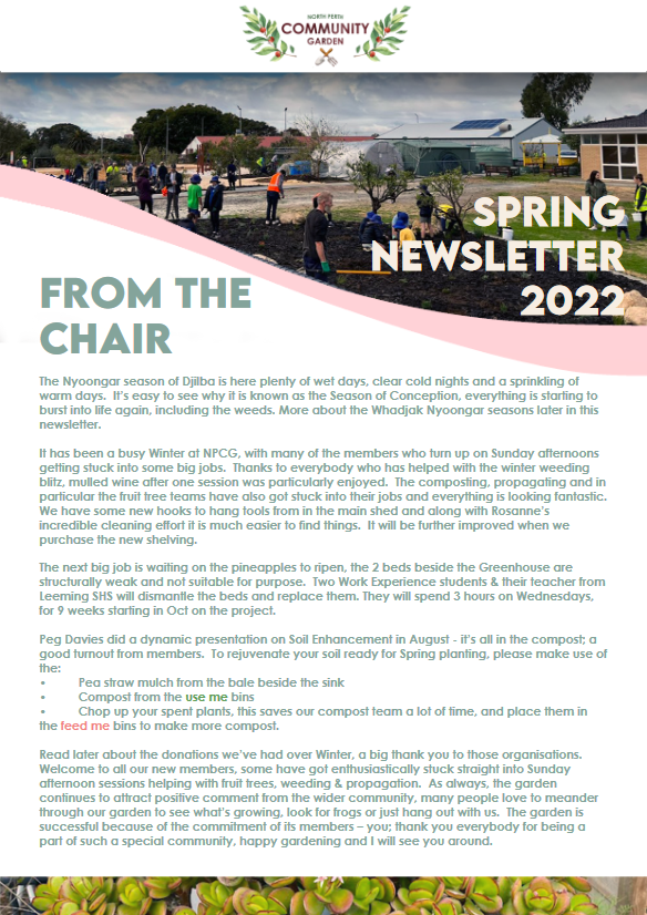 Screenshot of 2022 Spring newsletter cover page.
